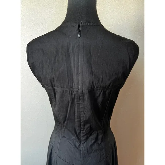 Madewell Black V-Neck Circle Seamed Maxi Dress Sleeveless Cotton NW050 Size 4 - Picture 6 of 8